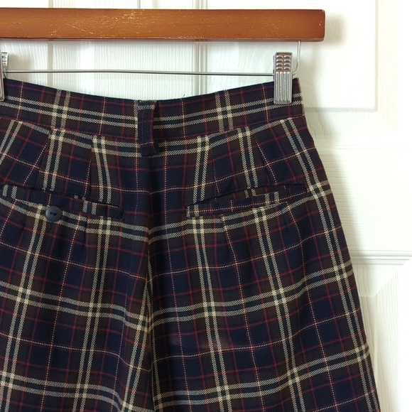 Paul Harris Design 90's Vintage Plaid Preppy Pleated Wide Leg Shorts Navy Red 2 - Picture 11 of 13